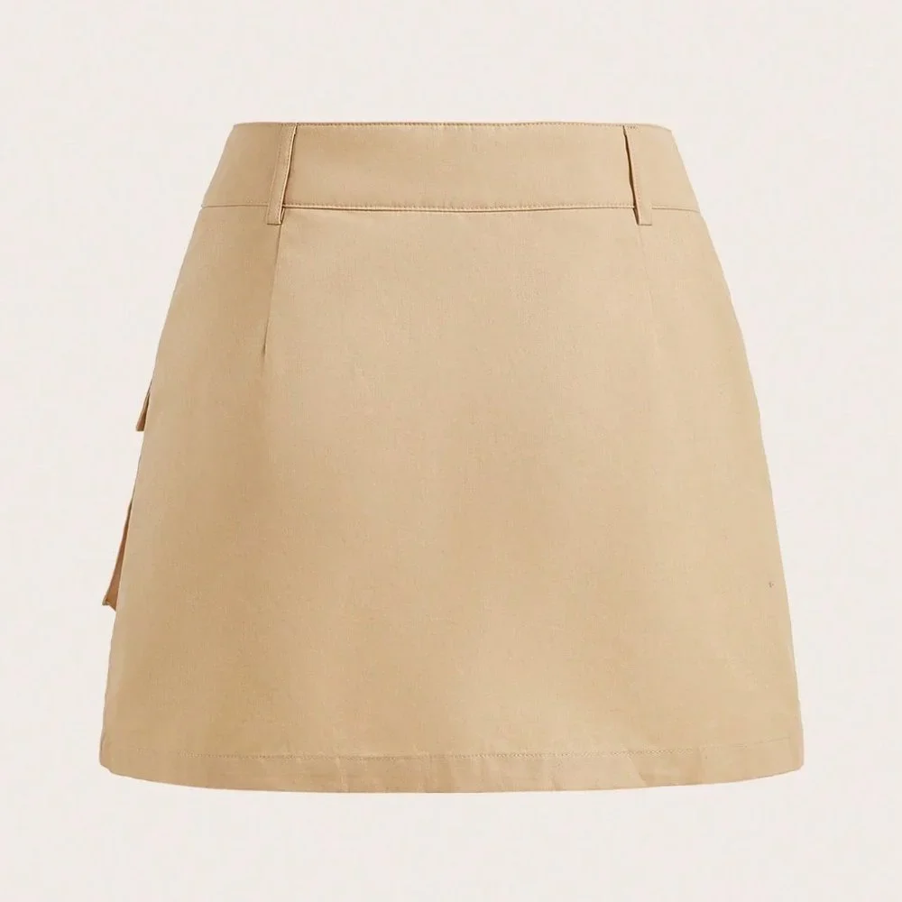 Apricot Casual Womens Flap Pocket Cargo Skirt - Picture 2 of 4